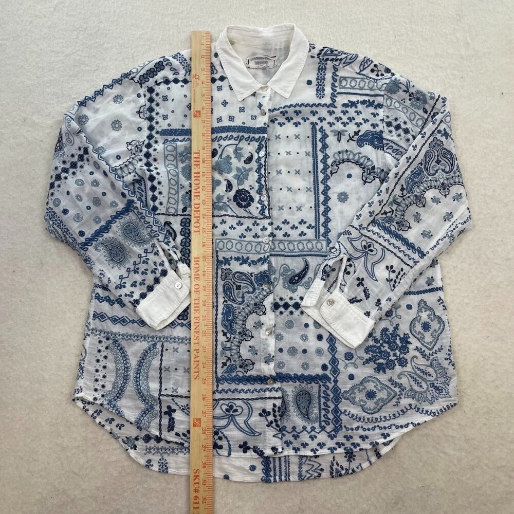 Johnny Was Workshop Vanya Oversized Embroidered Button Down Shirt Size M - Picture 8 of 8